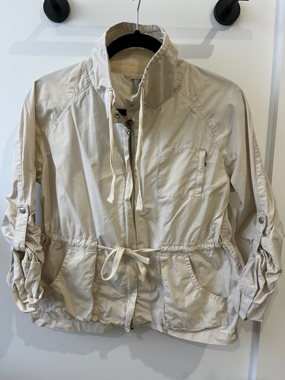 Old Navy Cream Drawstring Utility Jacket